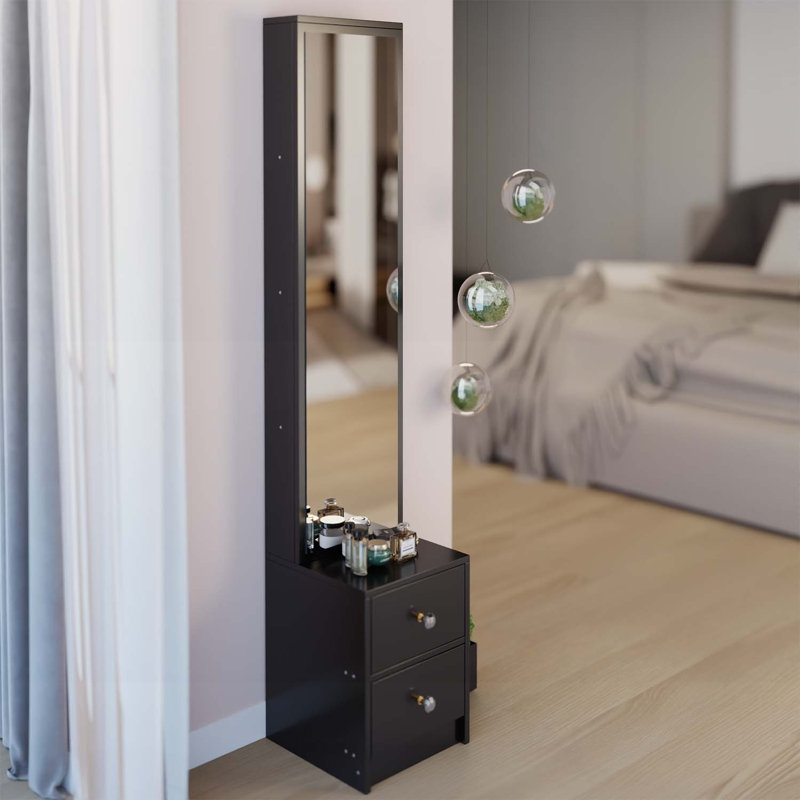 Armoire à miroir, rangement multicouche grande capacité, Noir
