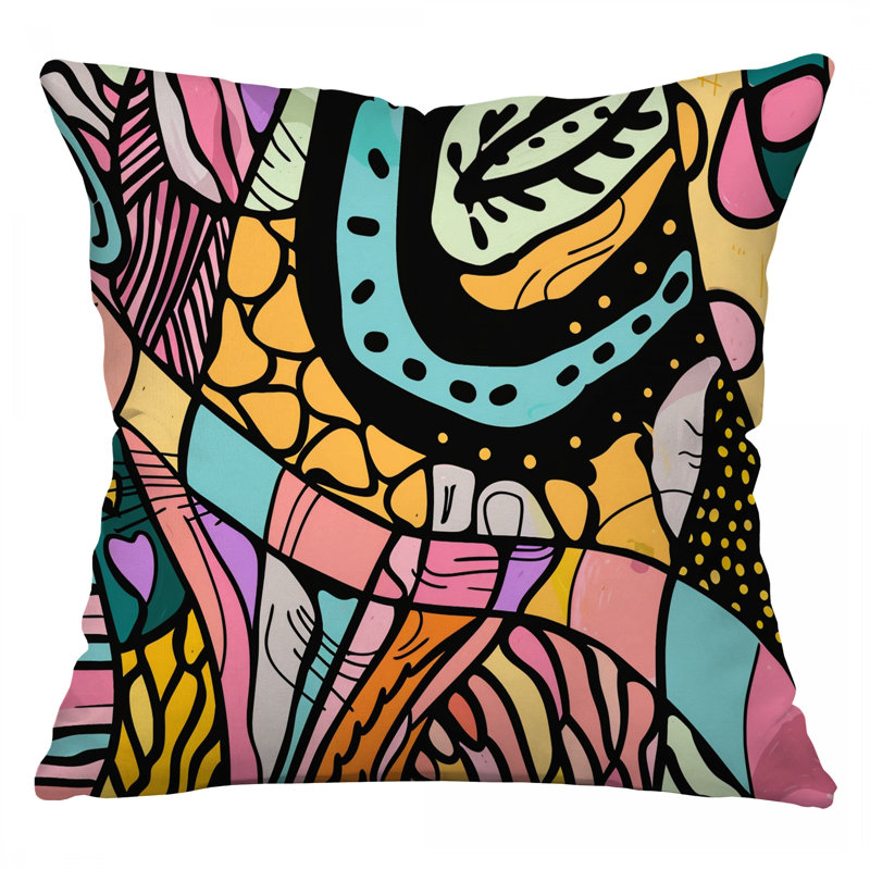 Mosaic Throw Pillow, Abstract Twill Pillows, Square 14"