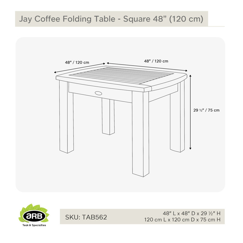 Honey Brown Teak Square Coffee Table 39"