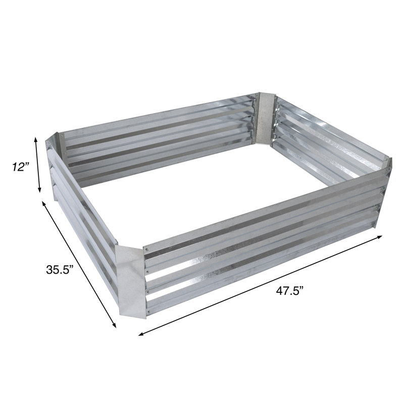 Silver Galvanized Iron Raised Garden Bed for Outdoor Plants
