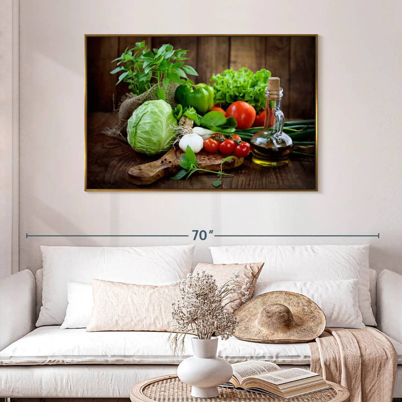 Fruits et légumes biologiques, 46 po x 31 po, Cadre flottant doré