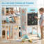 Marchepied de cuisine 6 en 1 pour tout-petits, tour d'apprentissage Montessori pliable avec tableau noir, boulier, horloge, marches amovibles, hauteur réglable, cadeau idéal pour les enfants de 3 à 6 ans (garçons et filles), bleu