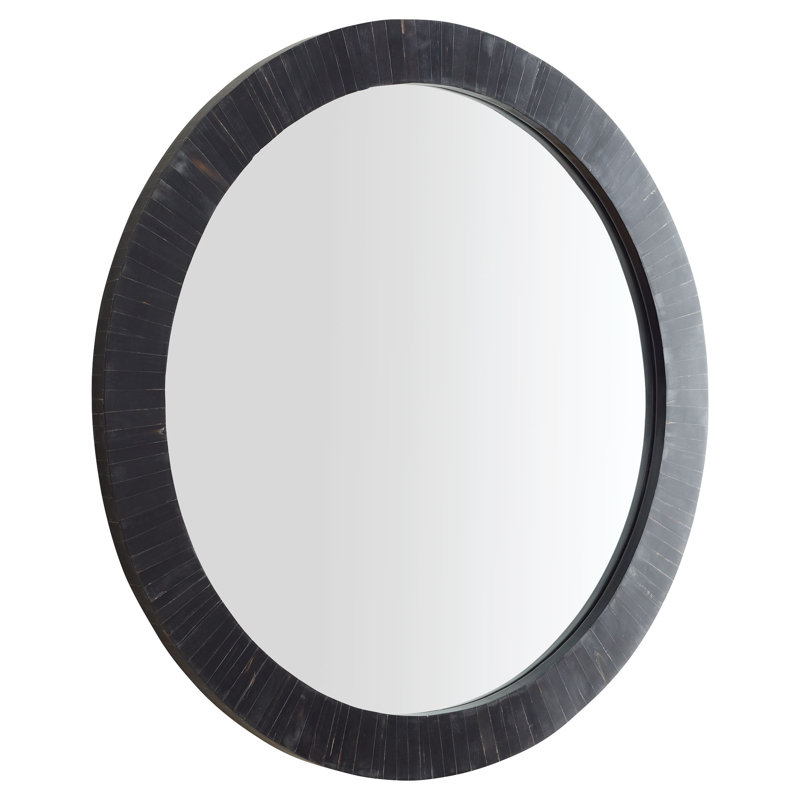 Nautilus Bone Round Mirror, Black