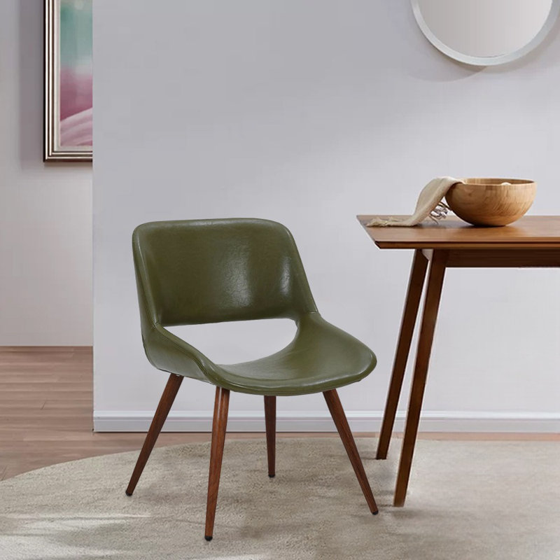 Roslindale Faux Leather Mid-Century Dining Chair, Green