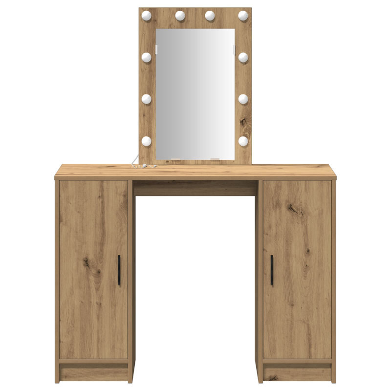 Large Mirror Vanity Table, Artisan Oak