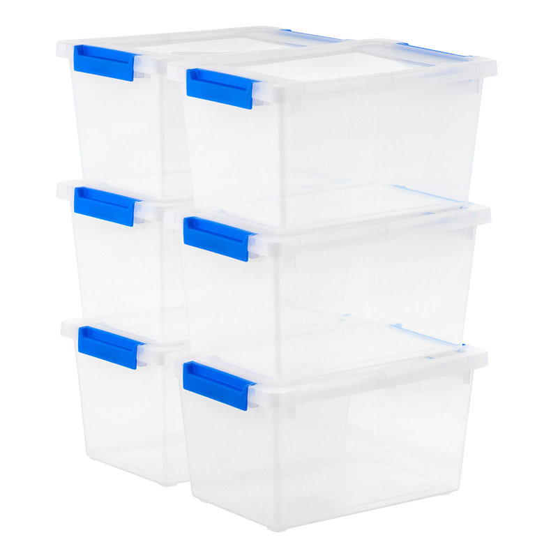 IRIS 4,3 pte Bacs de rangement en plastique avec couvercles, contenants transparents, bacs verrouillables, paquet de 6, 4.3