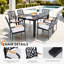 2 chaises de patio en brun Bourbon - structure en aluminium avec coussins, dossier en forme de branche, coussins de qualité bois, élégant, structure