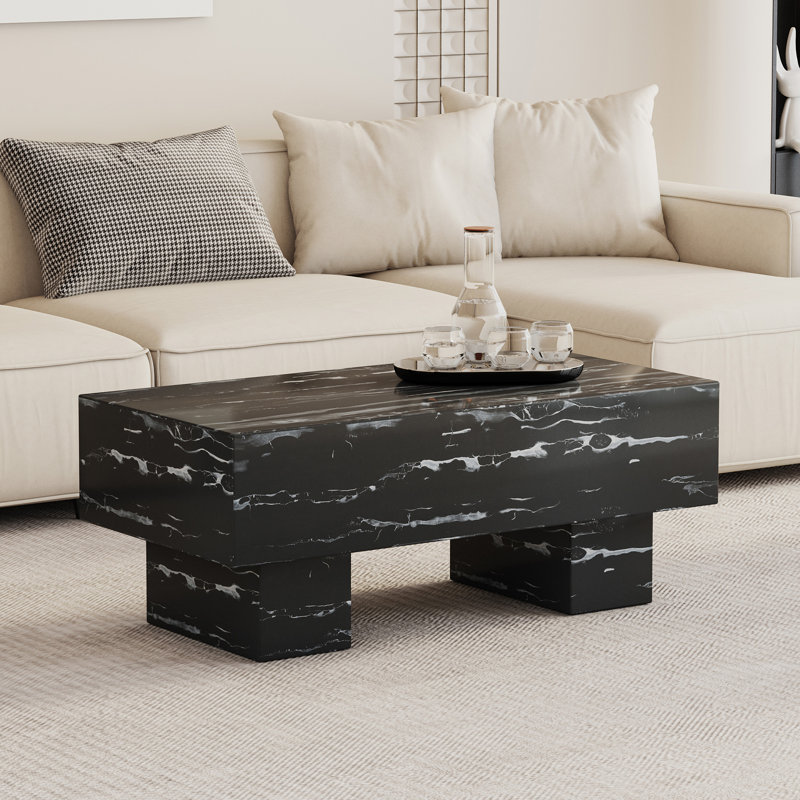 Modern Simple Black Marble Texture MDF Coffee Table - 43.3"X21.6"X17.2" Practical Model.Making It An Ideal Addition To Any Living Room Or Apartment.W1151134965
