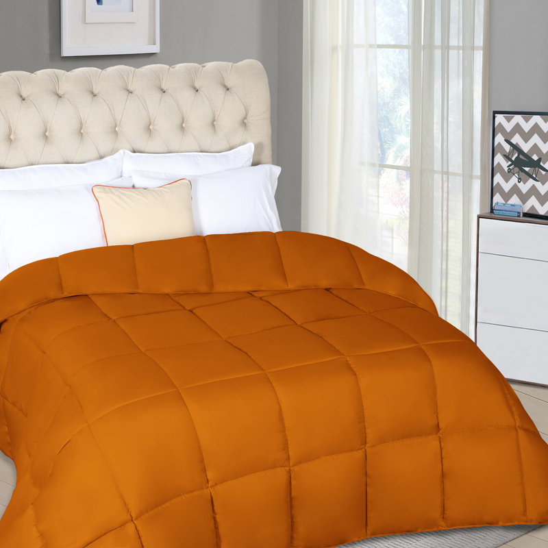 Édredon en duvet synthétique toutes saisons Grand Down - moelleux et hypoallergénique, Poussière d'orange, Édredon grand