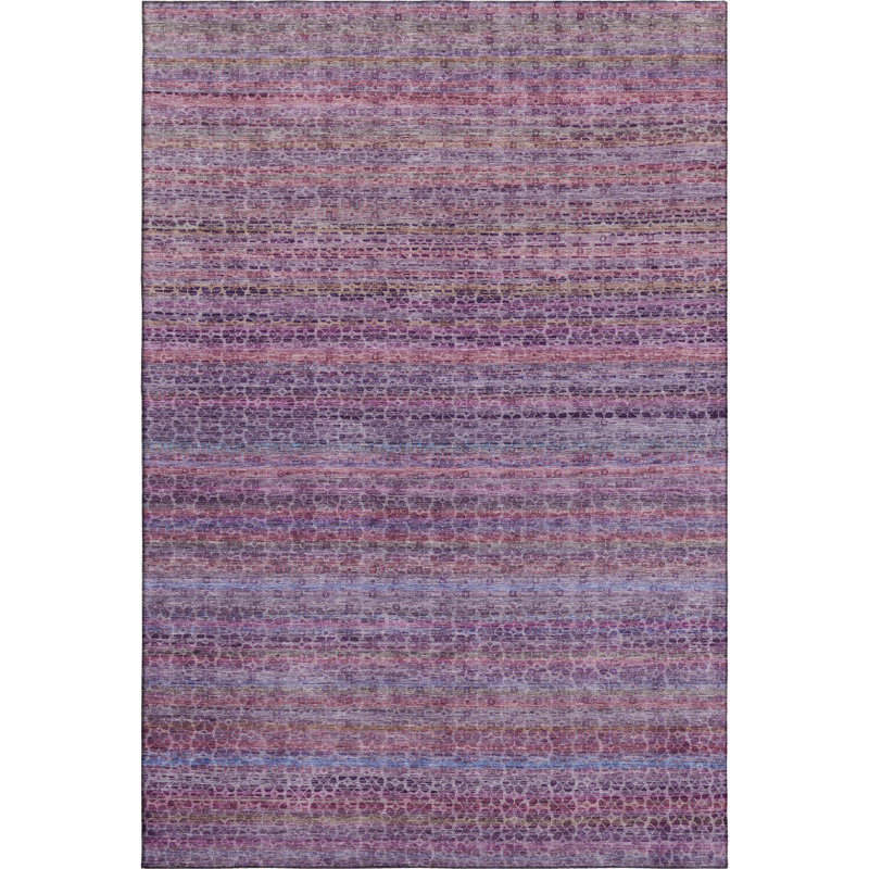 Premium Machine Washable Mayfield AMF2155 Striped Rug, Rectangle 8' x 10', Purple