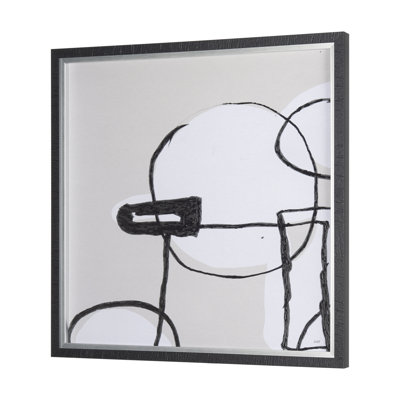 Neutral Shapes II a Hand Embelished Textured Framed Art Print Matted under Glass