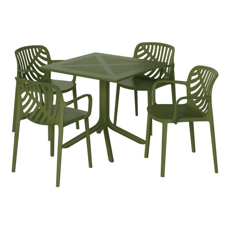 Ensemble repas carré pour 4 personnes, Vert