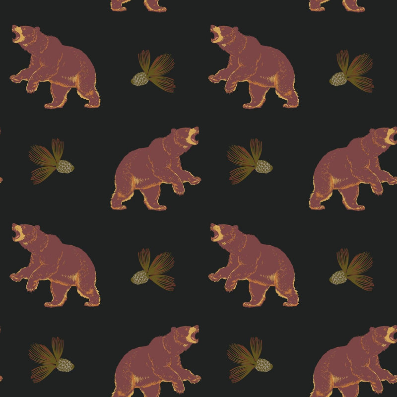 Ours noir itinérant - Papier peint, Black/Pink