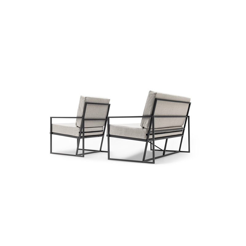 Anibella 124cm Wide Metal Loveseat with Cushions, Beige
