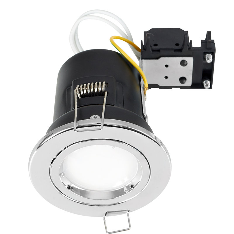Twist and Lock Fire Rated Retrofit Downlight, Brushed Chrome