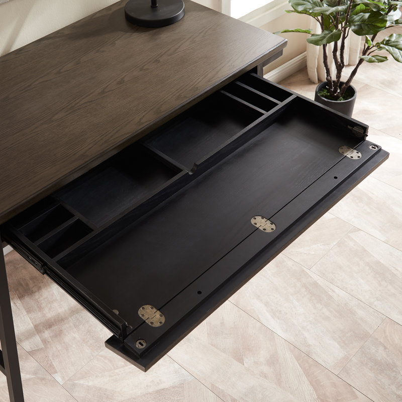 Empiria Solid + Manufactured Wood Laptop Computer Desk, Gray/Black