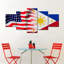 Drapeau des États-Unis et des Philippines sur toile, ensemble de 5 pièces-92829013