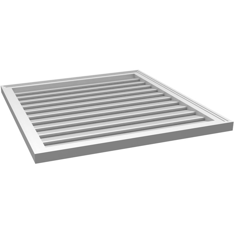 Évent à pignon fonctionnel en uréthane rectangulaire à fixation en surface, brun clair apprêté, H 34 po x l 32 po x P 1,5 po