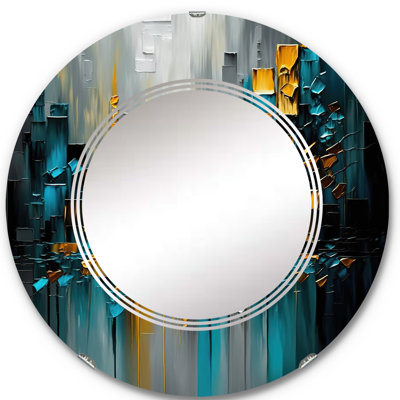Pelaghia Abstract Geometric Black And Green III - Modern Geometric Wall Mirror