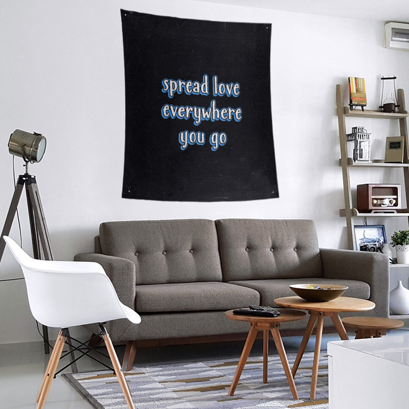 Tapisserie tableau noir en polyester spread quote, H 27,5 po x l 37,5 po, Bleu