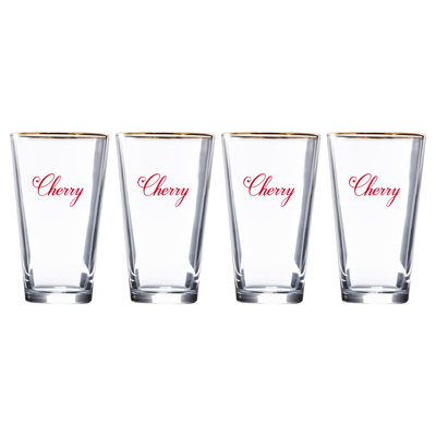 Gibson Home 4 Piece 16 Ounce Gold Rim Beer Glass Set