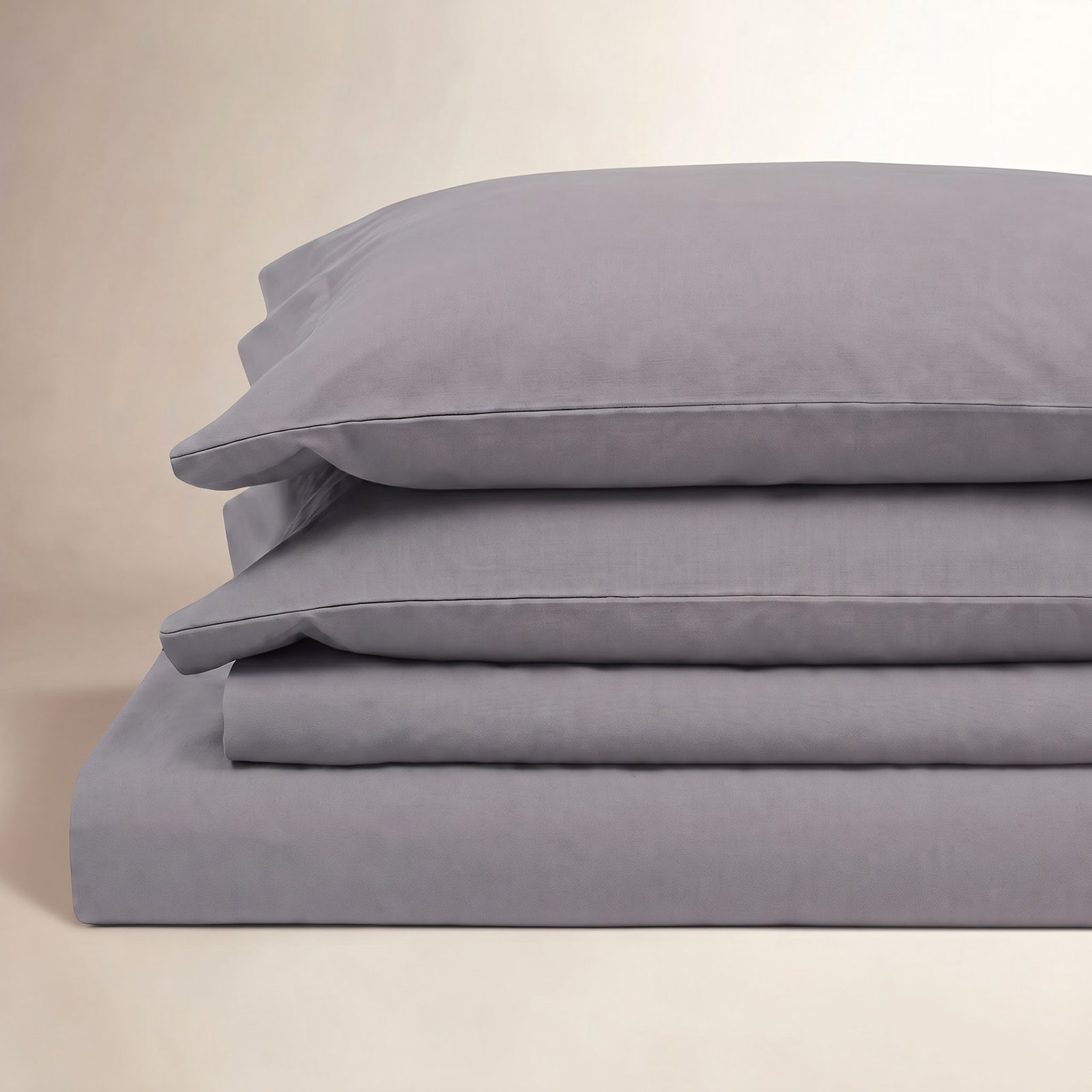 Linen Blend Sheet Set, Twin Sheet Set with 1 Fitted Sheet + 1 Pillowcase, Gray