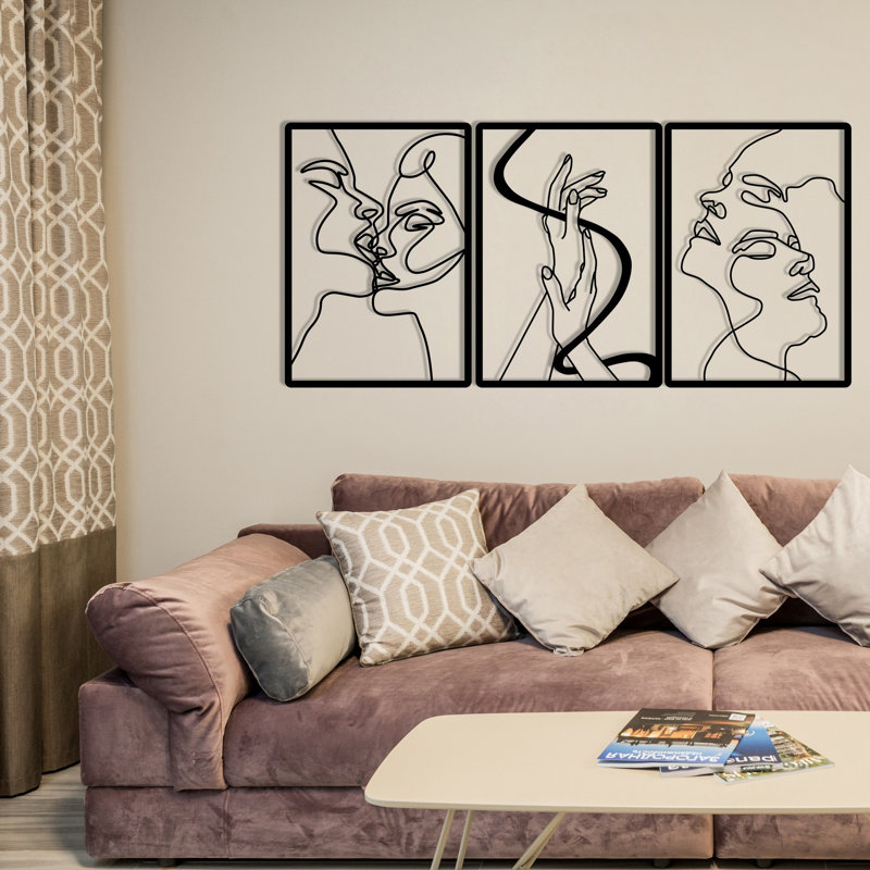 Élégant accessoire mural décoratif en métal, noir, 42,9 po x 19,7 po | Fabrication 100% métal, épaisseur: 0,05 pouce | Parfait pour la décoration intérieure, l'esthétique moderne, l'art mural durable et élégant