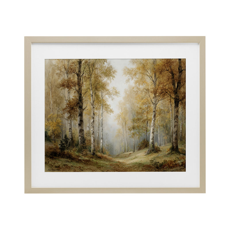 Birch Forest Pathway, reproduction encadrée sous verre, design par LSR Design Studio, H 13 po x l 16 po