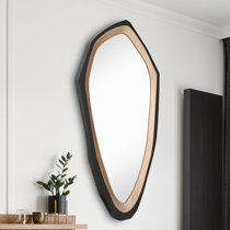 COOL2DAY Irregular Mirror,Asymmetrical Wood Wall Frame Mirror,Abstract  Assymetrical Decorative Mirror,Odd Shaped Mirror for Living Room Bedroom