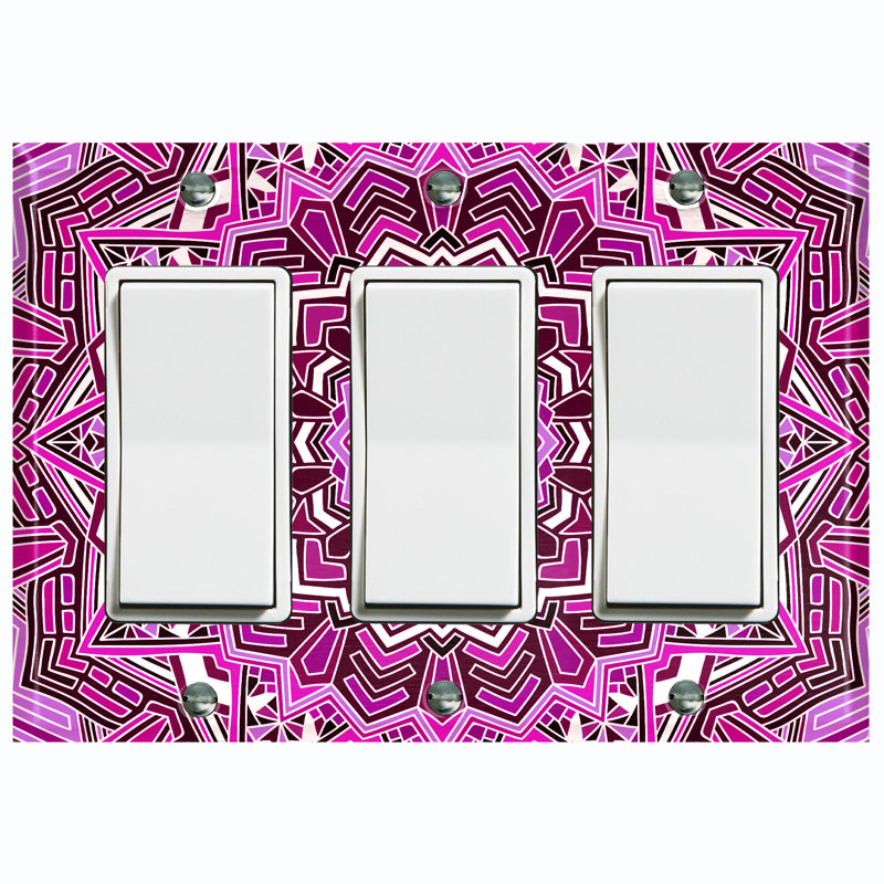 Élégante plaque murale berçante à 3 bandes Mandala, Rose vif