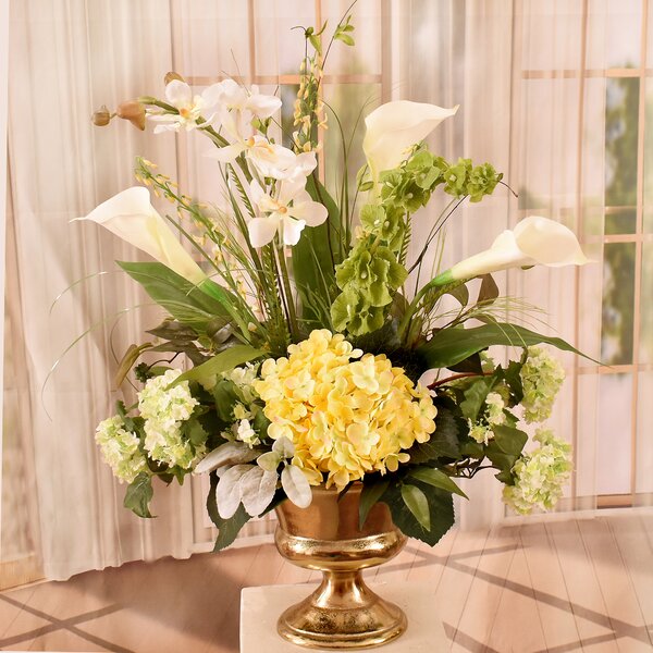 Floral Home Decor Faux Silk Arrangement in Vase | Wayfair