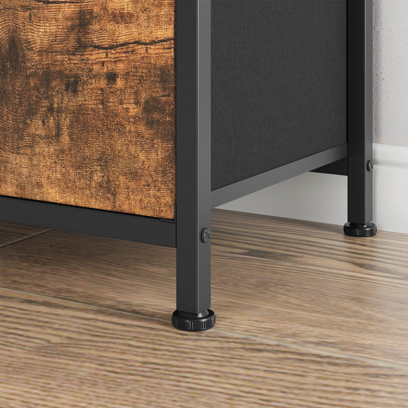 Meuble télé avec lumières à DEL et prises de courant intégrées pour téléviseur 55 po, commode en tissu 8 tiroirs, Brun