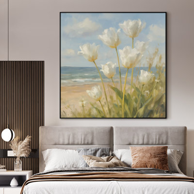 Très grande reproduction d'art sur toile - Fleur, art floral moderne, décoration pour le salon ou la chambre à coucher - «Assemblage requis du cadre (cadre non fini)»