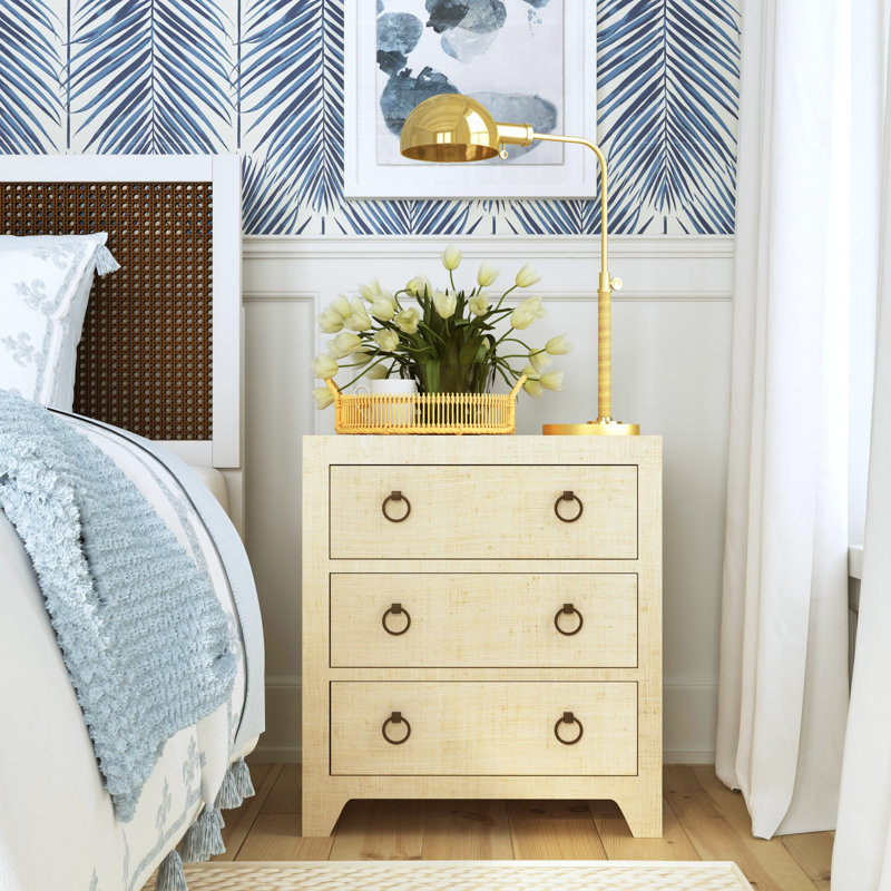 Commode 3 tiroirs en raphia Cleo, Naturel