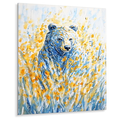 «Grizzly Bear In Summer Landscape II», reproduction d'art murale en métal avec ours
