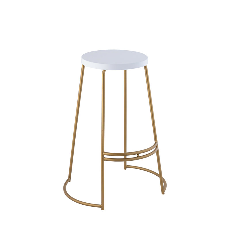 Menadevi Counter Stool with Metal Frame, White/Gold