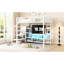 Lit mezzanine en métal blanc avec meuble télé, escalier et armoire pleine grandeur - Look tendance-680705737
