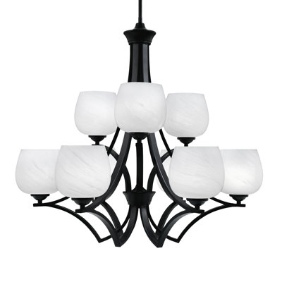 Zilo 9 Light Uplight Chandelier Shown With 6" Glass
