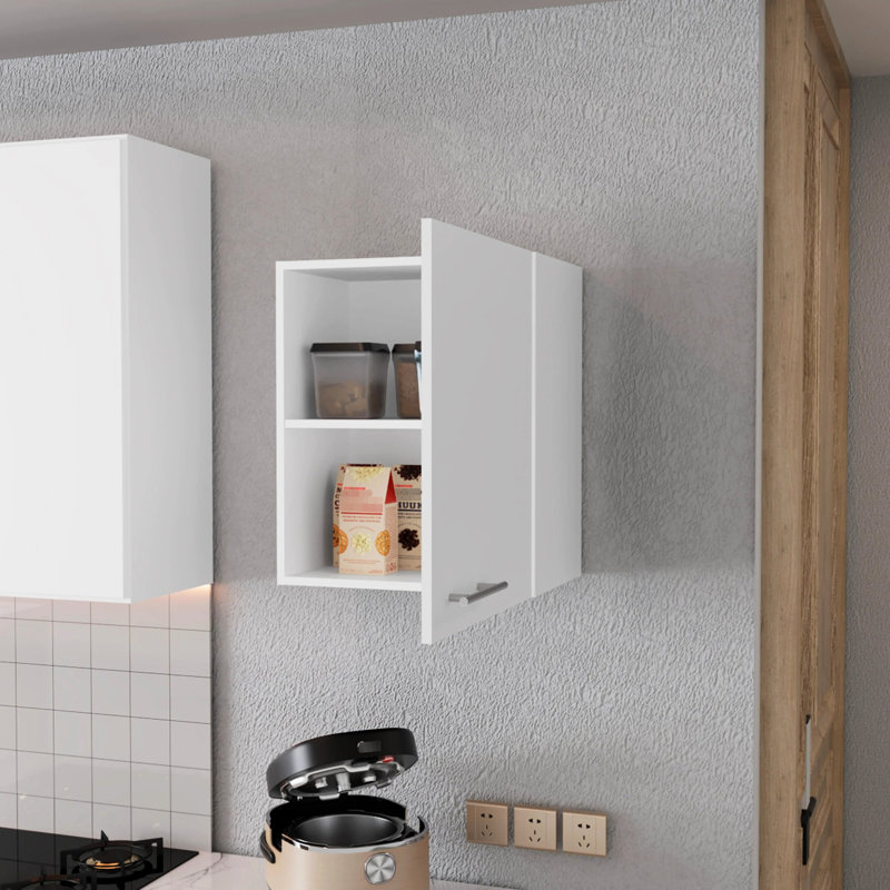White Wall Cabinet For Compact Kitchen Areas - 1 Door, Hassle- Maintenance Space With Door Stylish & Practical Design, White