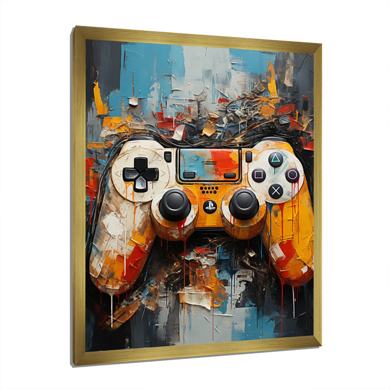 Coloré jeu vidéo Delight II - jeux vidéo sur toile, art mural, H 32 po x l 16 po x P 1 po, Cadre doré à une seule photo