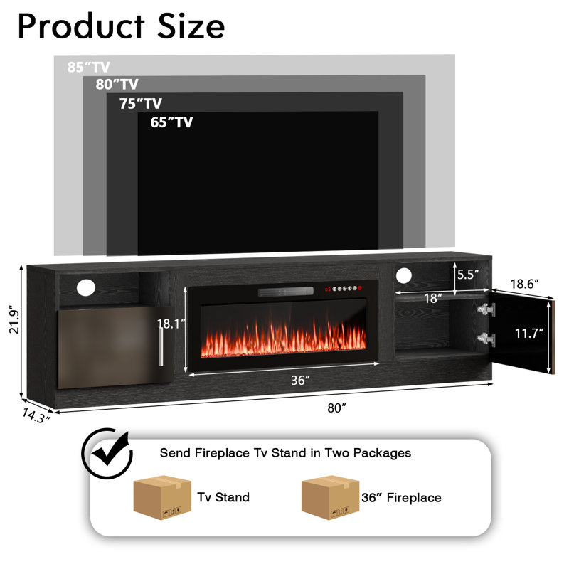 Alazik 80 Inch Fireplace Tv Stand With Fireplace
