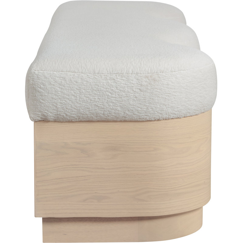Savoy Mariaclara Velour Fur Fabric Bench, Cream Velour Fabric, Natural