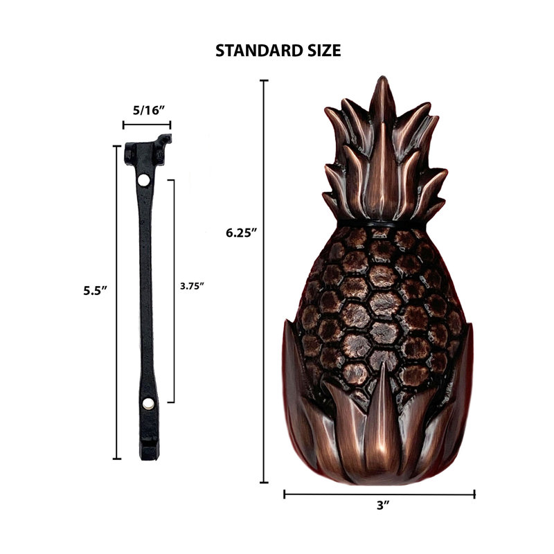 Heurtoir de porte Hospitality Pineapple, Bronze huilé, 6 po x 3 po x 1,5 po