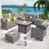 Amerissa 5 - Person Wicker/Rattan Patio Furniture Set, Outdoor Fire Pit Sofa Set with Throw Pillows and Comfy Cushions