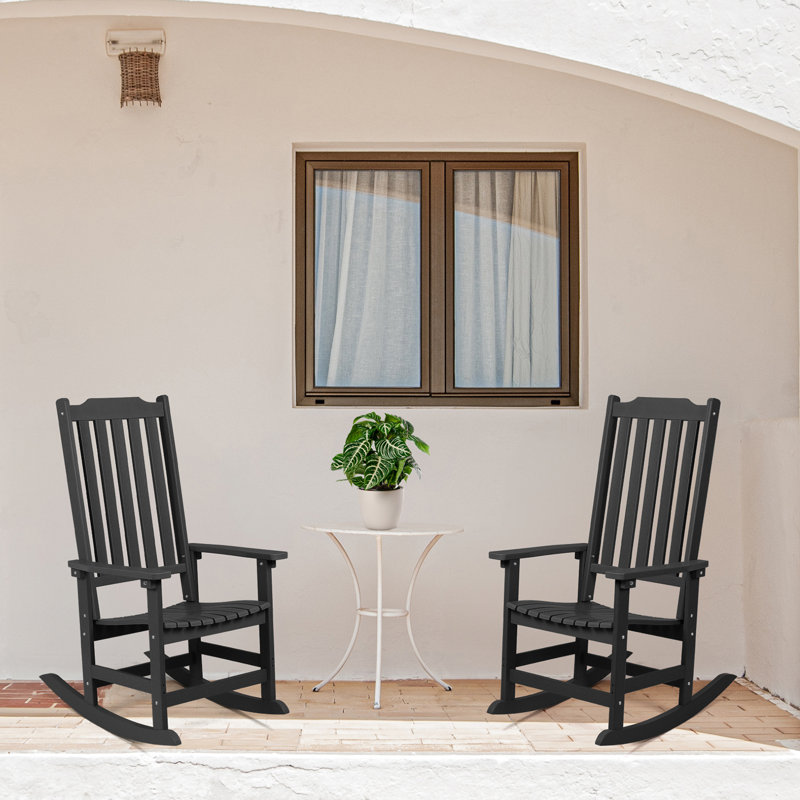 Chaise berçante d'extérieur Bertsche, Noir, noir, noir, noir, 1