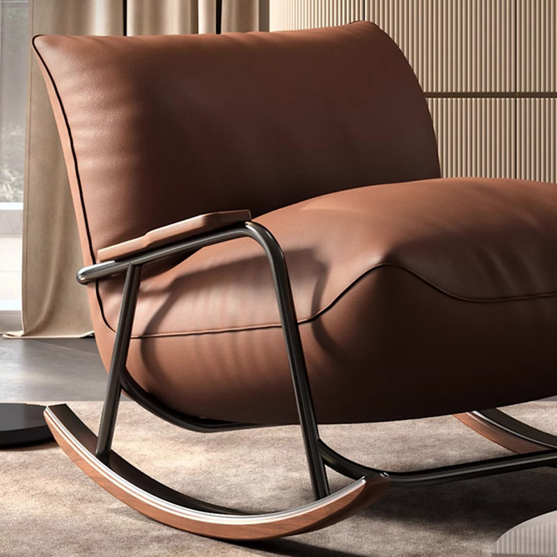 Chaises berçantes simples en similicuir pour chambre simple, Marron foncé