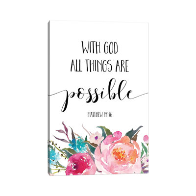 " With God All Things Are Possible, Matthew 1926 " by Eden Printables
