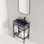 Meuble-lavabo 24 po avec lavabo en céramique, ensemble de lavabo console sur pied, lavabo rectangulaire en céramique mauve brillant sans robinet, pieds en métal ouverts, tablettes de rangement, couleur noire-452893579-452893580