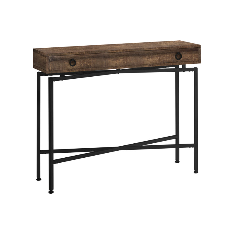 Table d'appoint moderne pour le salon - brun, pieds en métal noir, chambre à coucher console avec base en stratifié brun, option de rangement