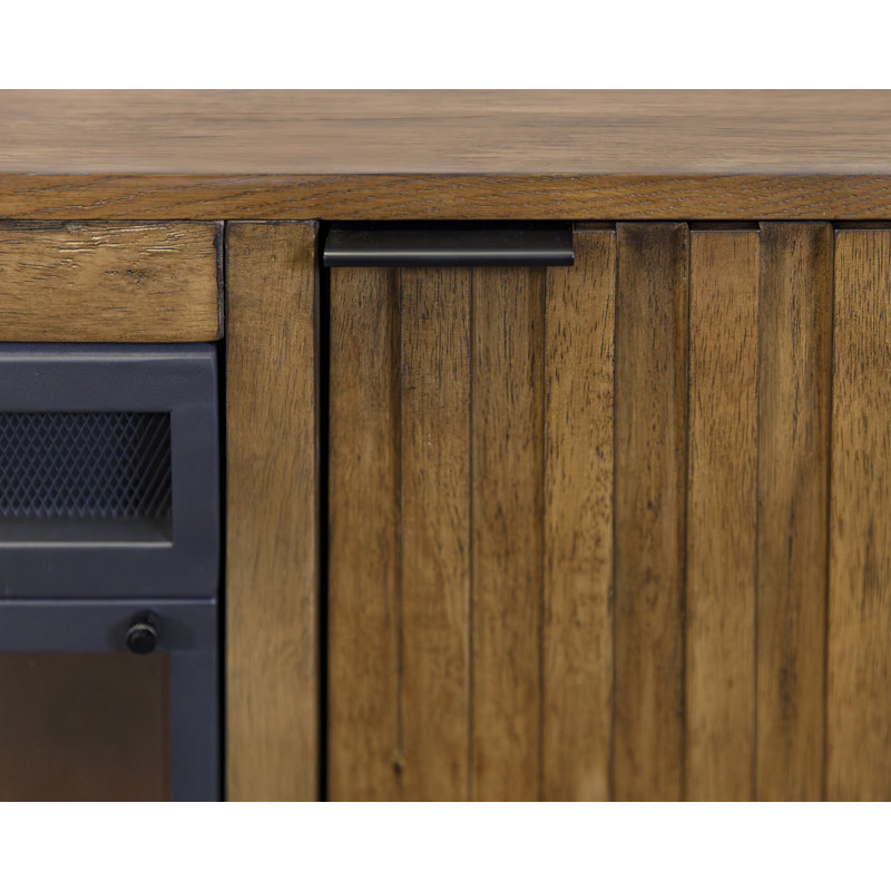 Console de foyer de style moderne Warsama, rangement pour divertissement, meuble télé, entièrement assemblé, brun